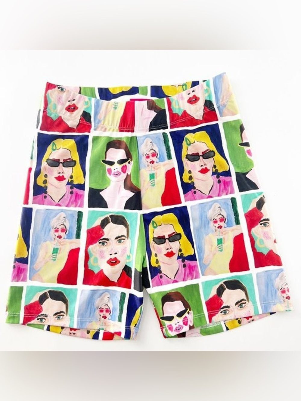 Natasha  Paschal x Zara Multicolor Portrait Panel Bike Shorts